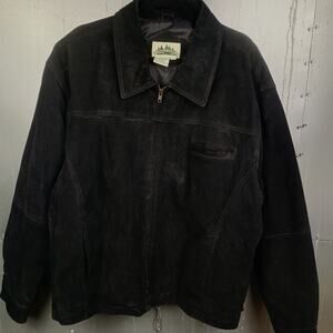Timber Trail Vintage 90s Black Suede Leather Jacket Large Grunge Biker Coat